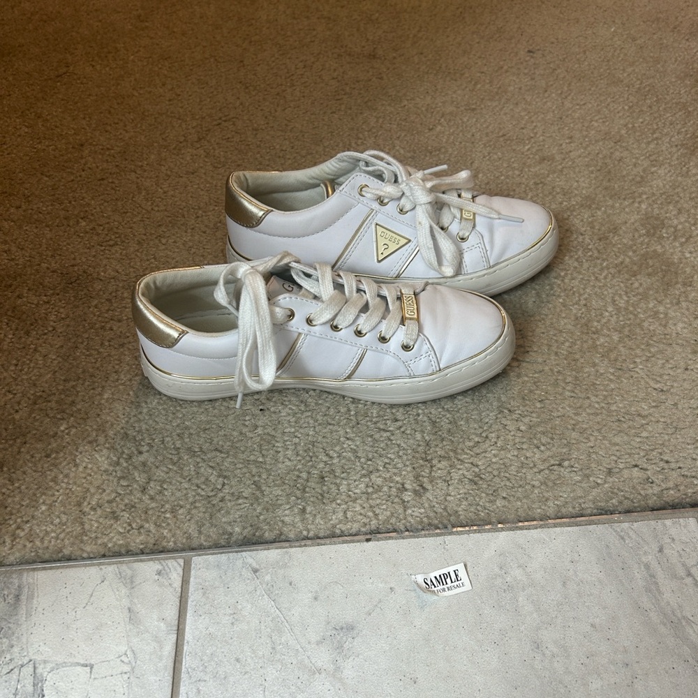 Women’s White and Gold Sneakers